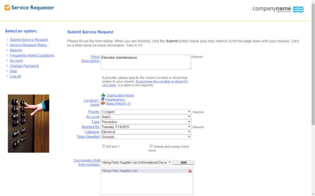 Maintenance Connection helps users submit service requests from an intuitive, simple interface