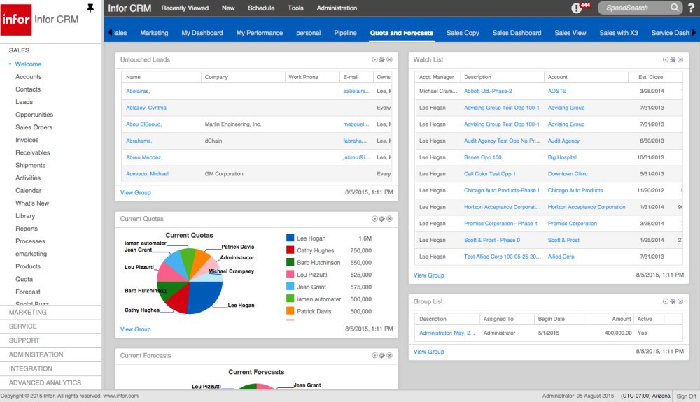 Infor CRM Quota and Forecasts