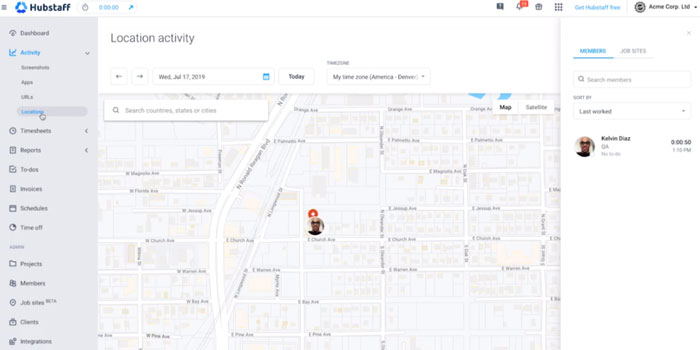 Hubstaff Location Tracking Dashboard