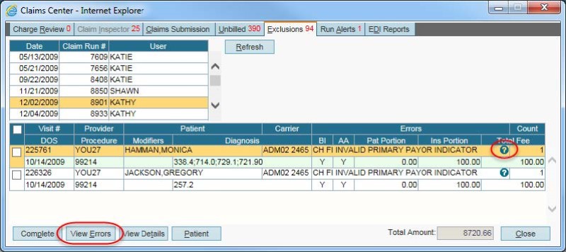 AdvancedMD’s electronic claim management tool