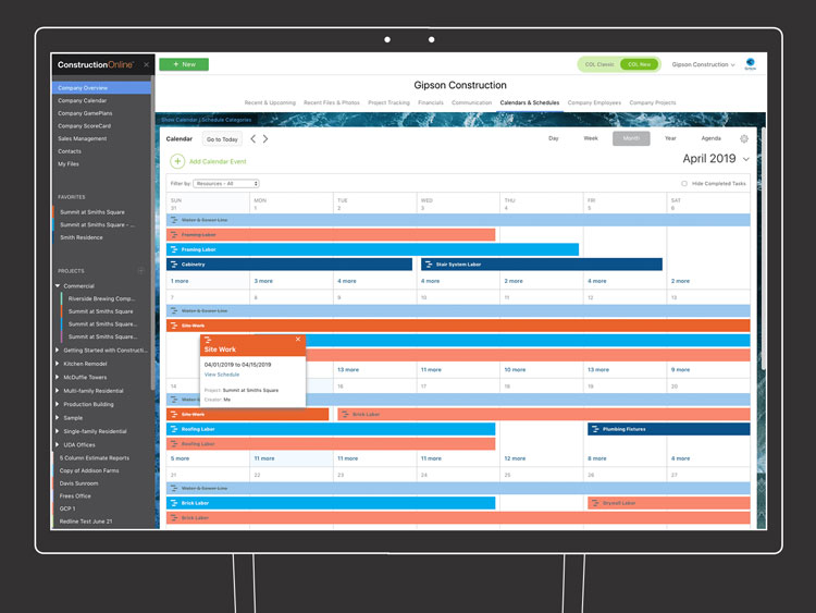 ConstructionOnline Schedule Management