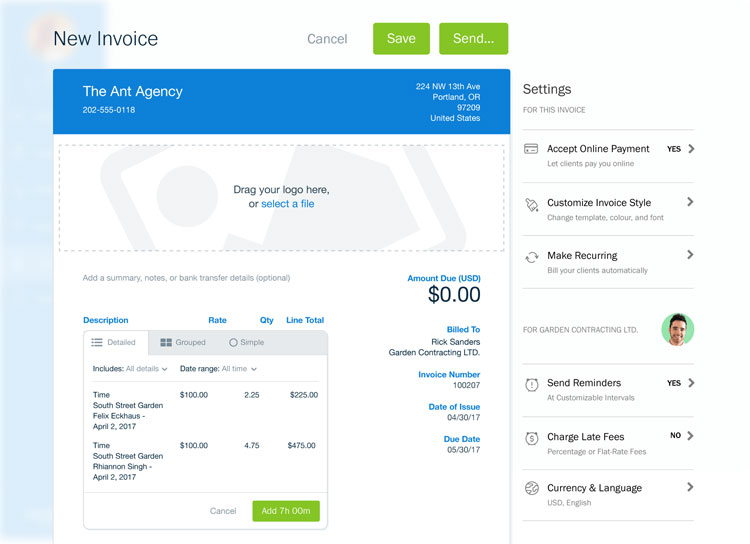 Invoice Management Example in ERP Software