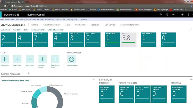 Dynamic 365 Business Central Dashboard