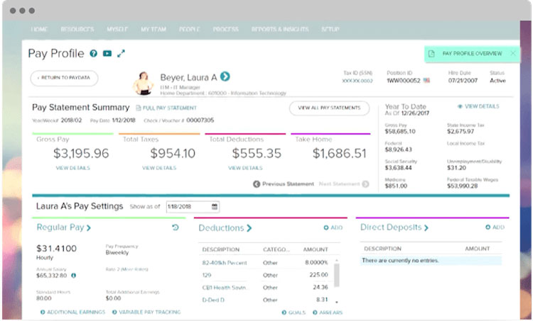 Individual pay profile in ADP Workforce