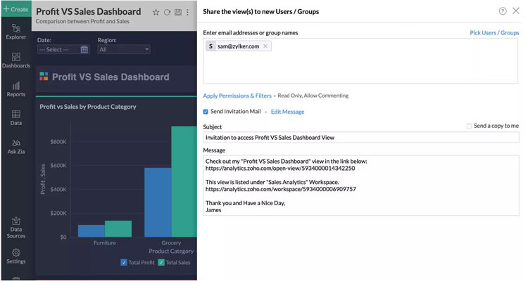 Team Collaboration in Zoho Analytics