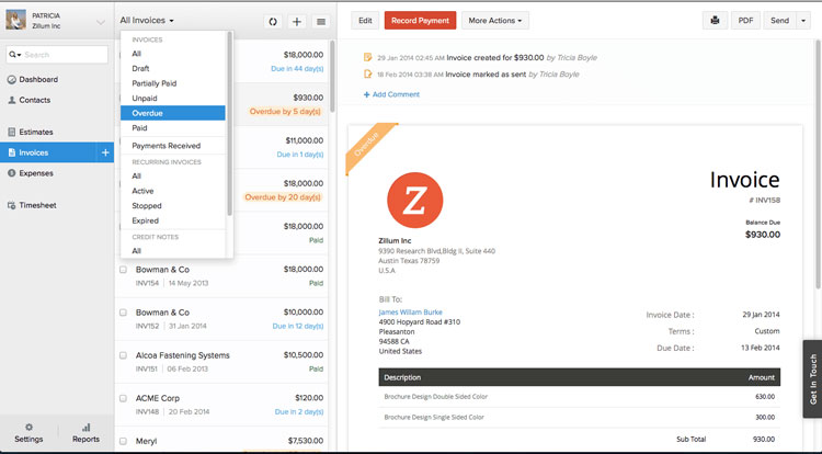 Estimate and Invoice Management Example