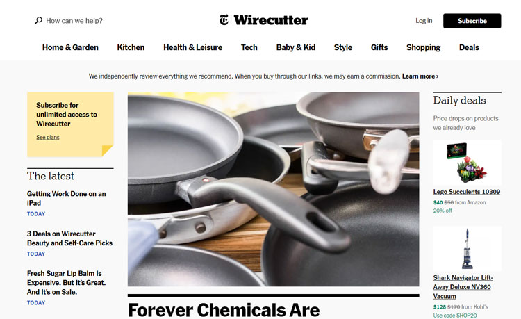 Ecommerce Marketing Affiliate Website - Wirecutter