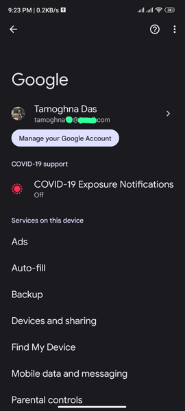 Android Manage Google Account