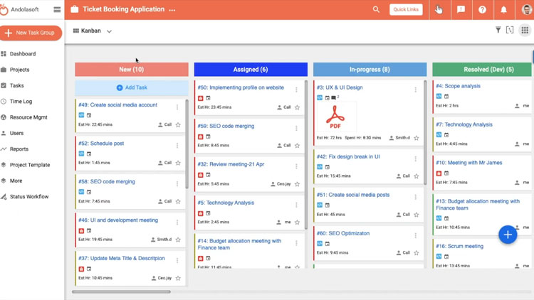 Orangescrum’s kanban view