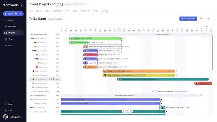 Gantt Chart in Teamwork