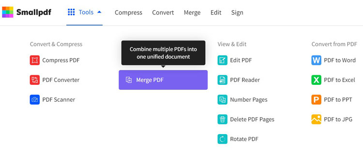 Small PDF Tools Menu