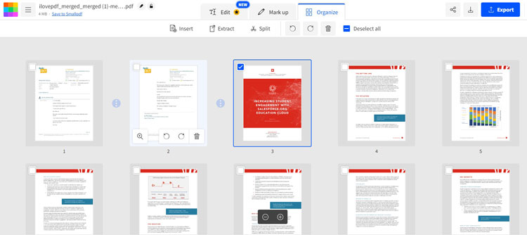 Rearranging the uploaded pages in Small PDF 3