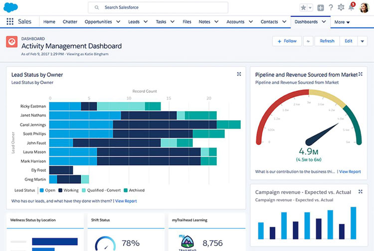 Salesforce Sales Cloud Activity Management Dashboard