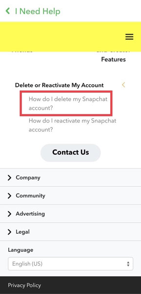 On Android Delete Snapchat Account