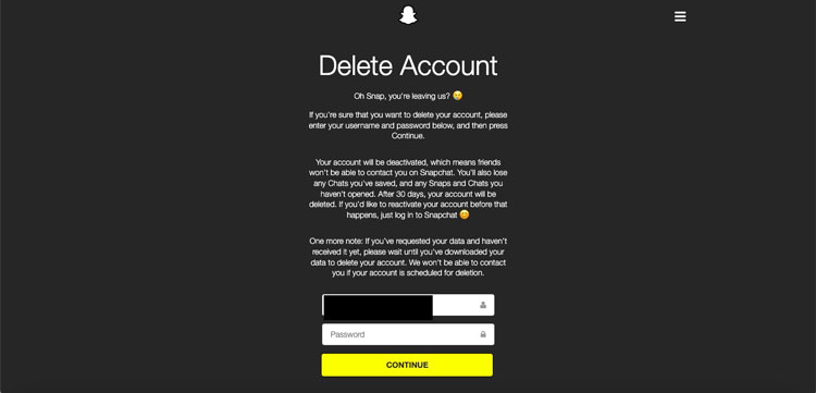 Entering password in Snapchat desktop