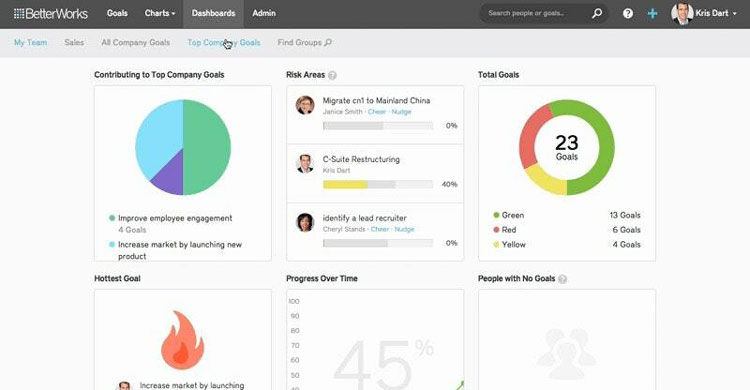 Goal Management Dashboard in BetterWorks Performance Dashboard