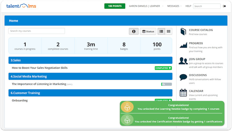 Learning and development dashboard in TalentLMS