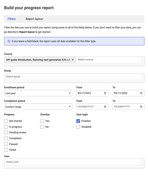 Progress Report Management in LearnUpon