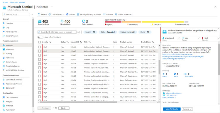 Microsoft Sentinel Dashboard