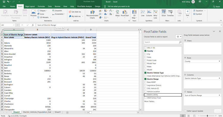 Setting Up Pivot Table Fields