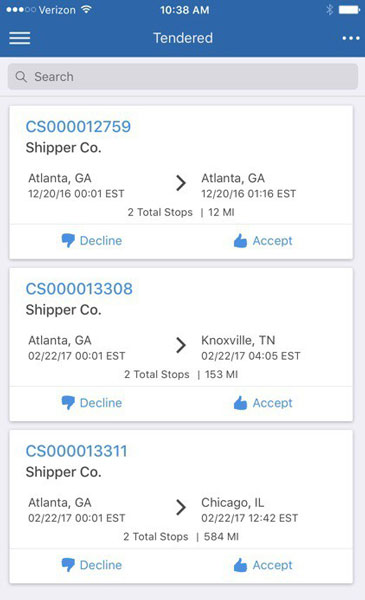 Shipment Tracking in Manhattan Dashboard