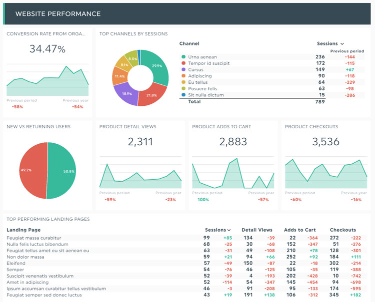 Website Performance Dashboard Example