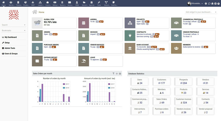 Dolibarr Home User Interface