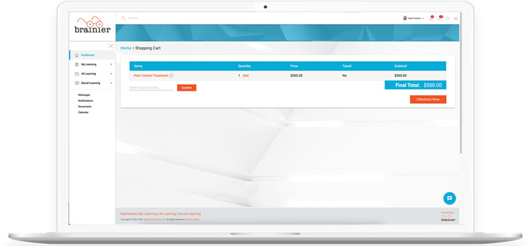 Brainier LMS Shopping Cart