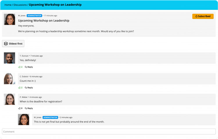 LMS Discussion Boards Example