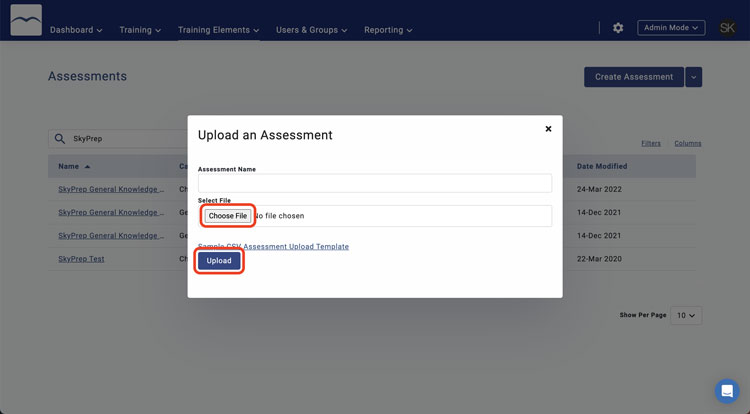 Uploading Assessments in SkyPrep