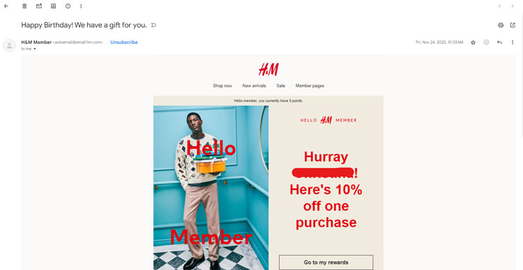 H&M Special Event Email Workflow