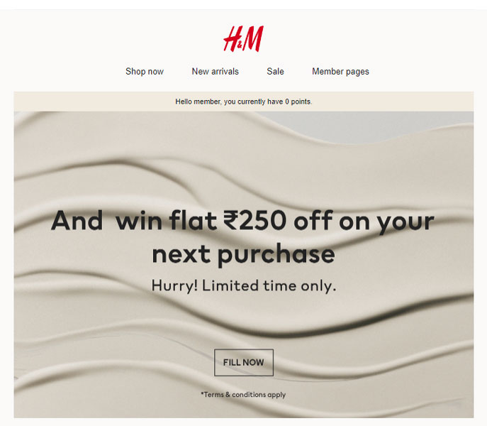 H&M Offers on Filling Survey