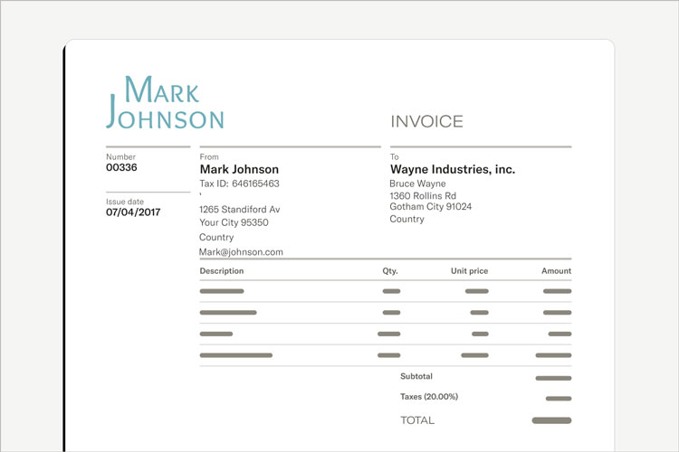 Customized Invoice Example