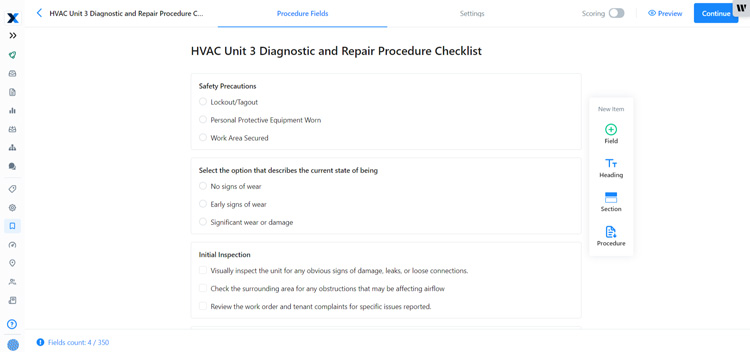 HAVAC Unit 3 Diagnostics and Repair Procedure Checklist in MaintainX